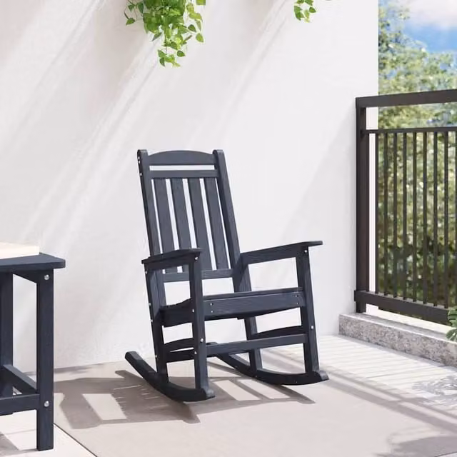 Berkfield Home Navy Blue Garden Rocking Chair with Armrests, W/D/H: 70 x 92 x 108 cm – 1