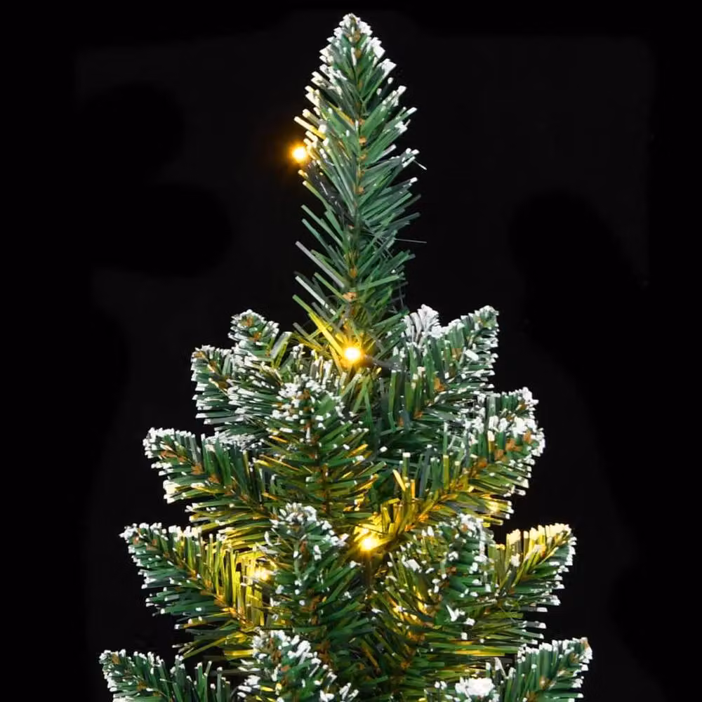 Berkfield Home Realistic Artificial Slim Christmas Tree with 300 White LEDs, Green, Height: 210 cm – 4