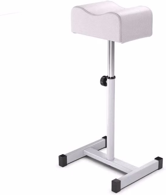 FORGEVIO Adjustable Height Soft Pad Foot Stool in White with Metal Frame – 1