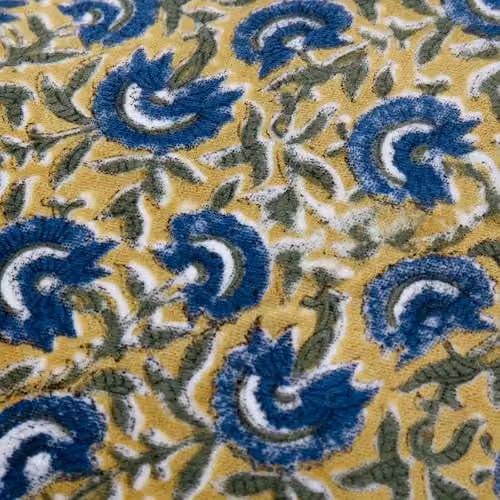 Paoletti Chedworth Floral Cotton Velvet Piped Decorative Square Cushion, Yellow and Blue, W/D/H: 50 x 50 x 50 cm – 3