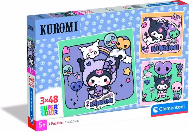 Clementoni Kuromi 3 x 48 Piece Purple Jigsaw Puzzle Set