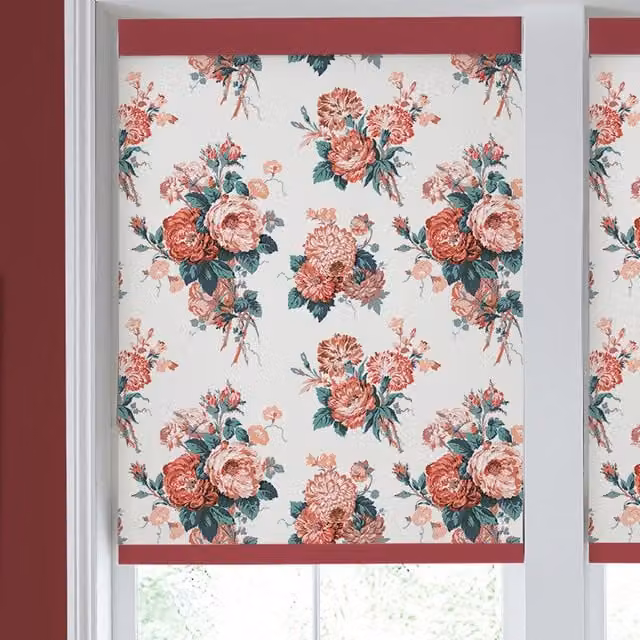 Laura Ashley Cecilia Floral Blackout Made to Measure Roller Blind in Red and Multicolour