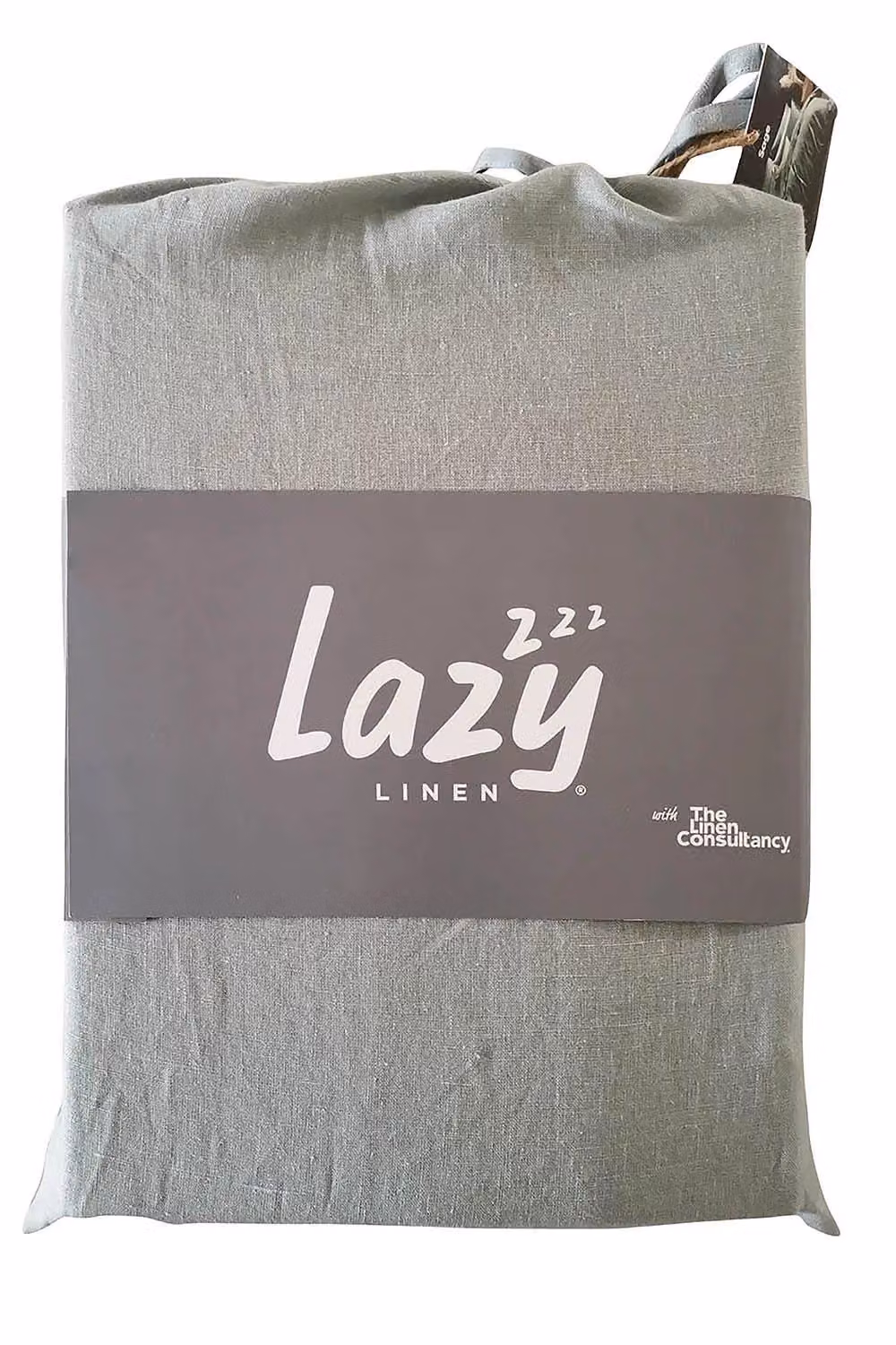 Lazy Linen Pure Washed Linen Fitted Sheet in Green, W/D/H: 140 x 200 cm – 3