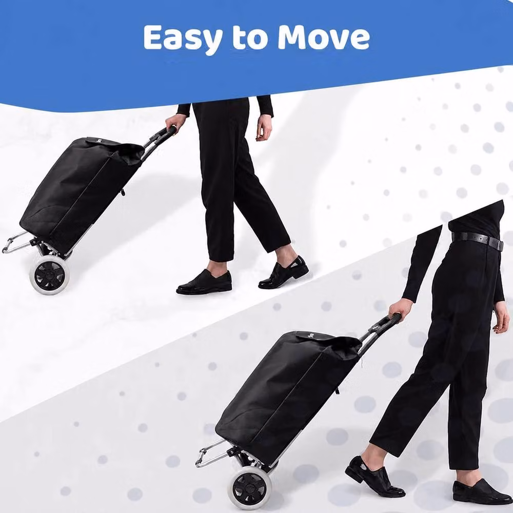VOGREX Lightweight Waterproof 2-Wheel Foldable Shopping Trolley Bag in Black – 5