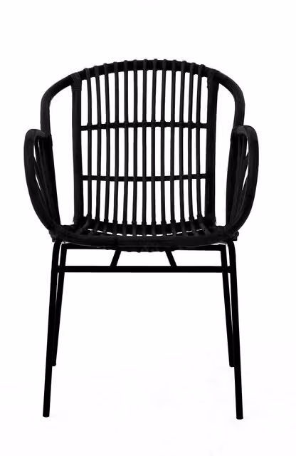 Orsina Black Natural Rattan Chair with Armrests