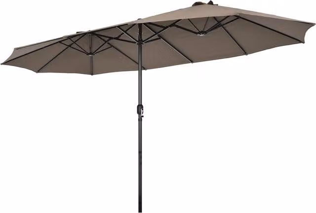 Costway 4.6m Twin Market Patio Parasol Umbrella in Brown