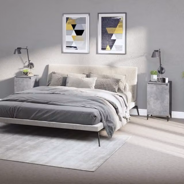 Berkfield Home Set of 2 Modern Bedside Cabinets in Concrete Grey, W/D/H: 40 x 35 x 70 cm – 1
