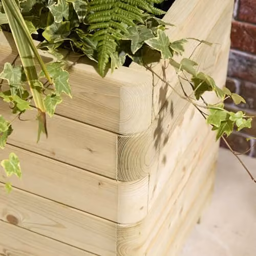 Rowlinson Marberry Tall Rectangular Timber Planter in Brown, W: 90 cm, D: 40 cm, H: 57.5 cm – 3
