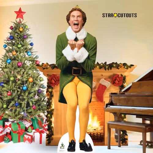 Star Cutouts SC1289 Buddy the Elf Will Ferrell Lifesize Christmas Cardboard Cutout, Multicolour, Height: 187 cm – 6
