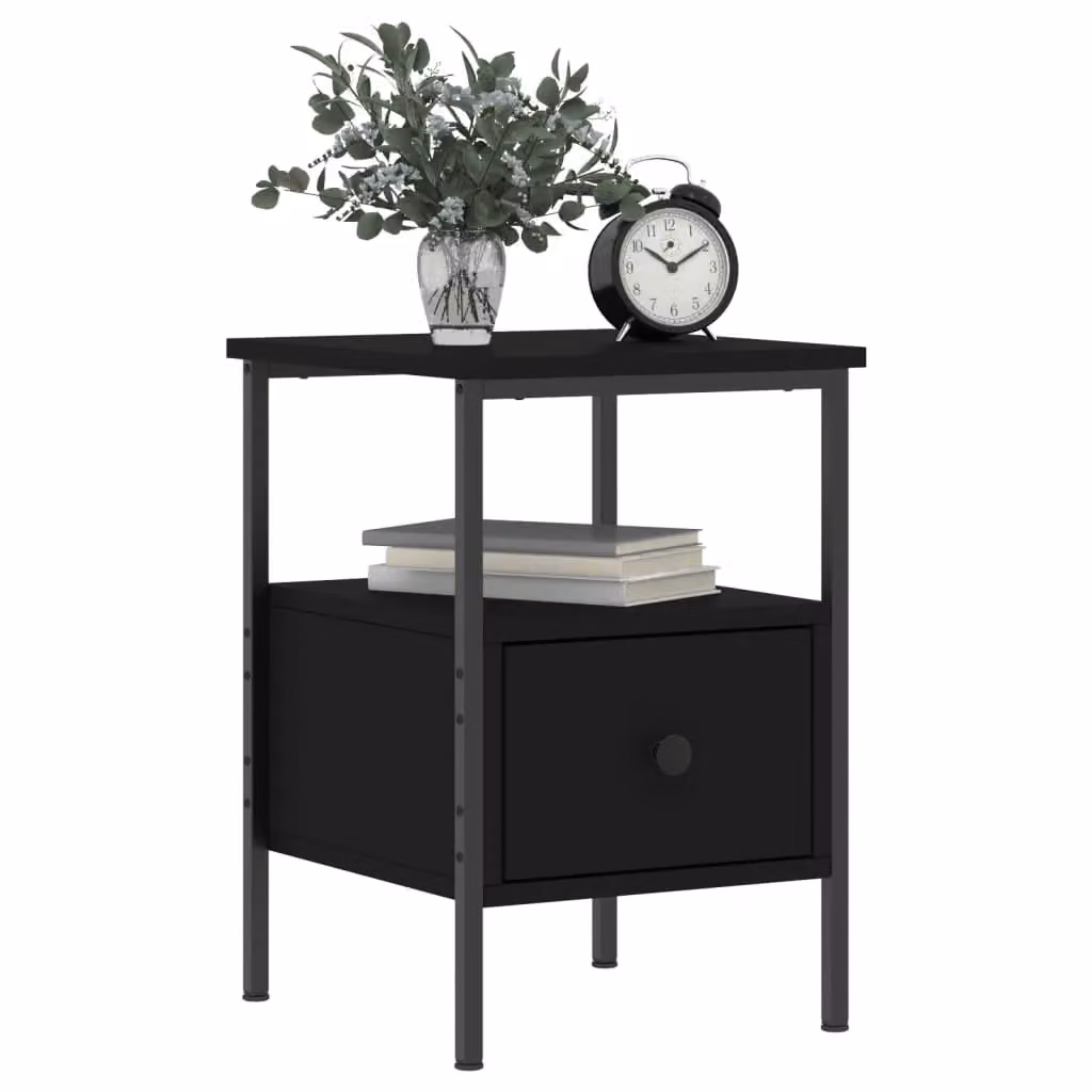 Berkfield Home Black Modern Bedside Cabinet W/D/H: 34 x 36 x 50 cm – 3