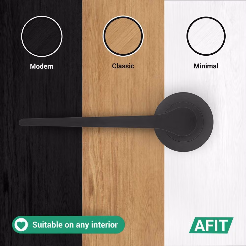 AFIT Matt Black Aluminium Internal Lever On Rose Door Handle – 5