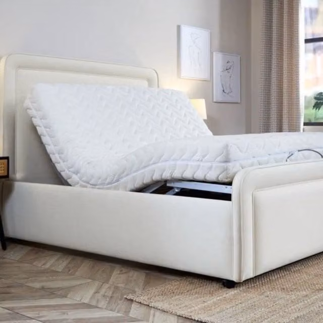 Paradies Supreme Electric Adjustable Double Bed with Mattress, White, W/D/H: 140 x 200 cm