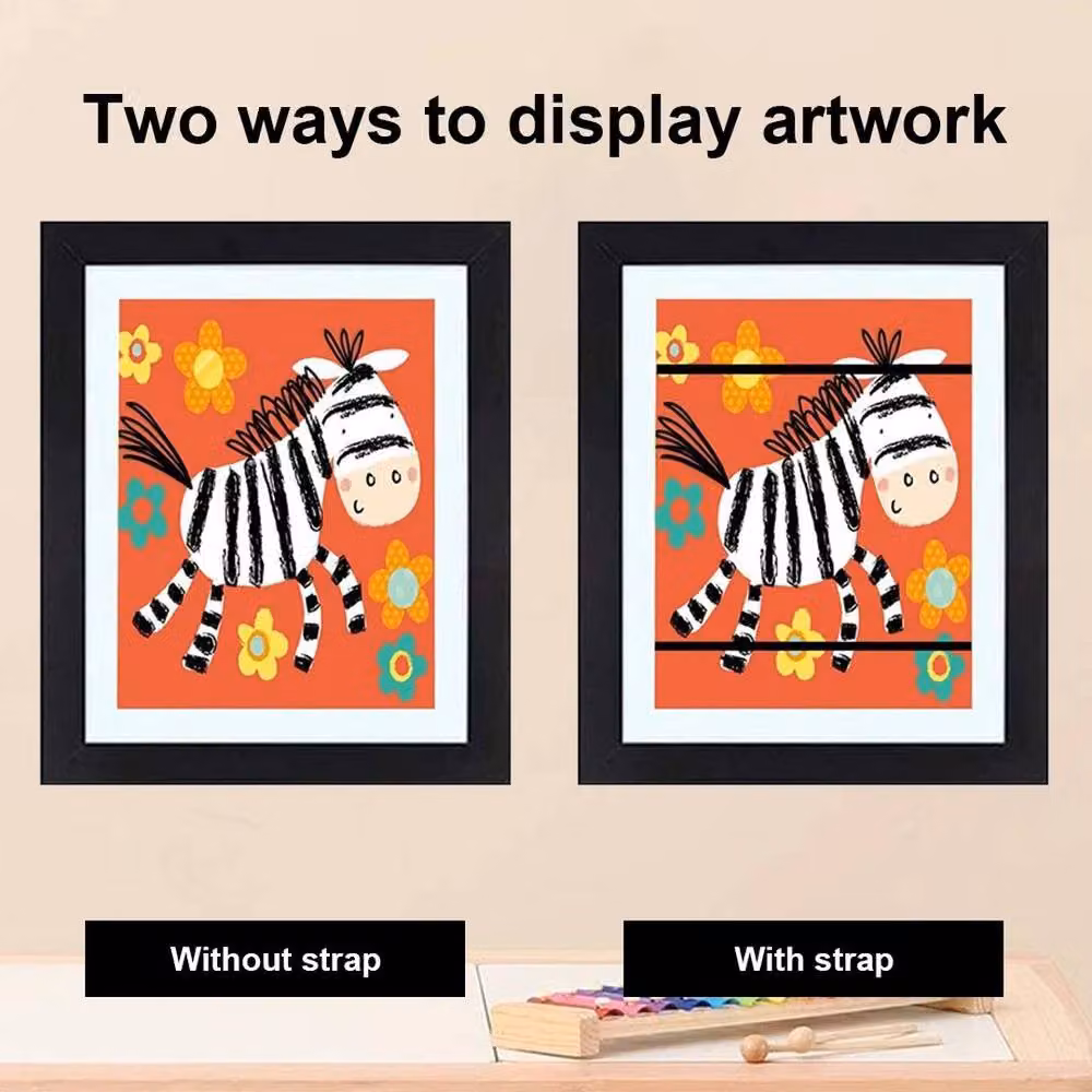 FLAVORA 2-Piece Black Metal A4 Art Display Frames for Children, W/D/H: 100 x 15 x 15 cm – 5