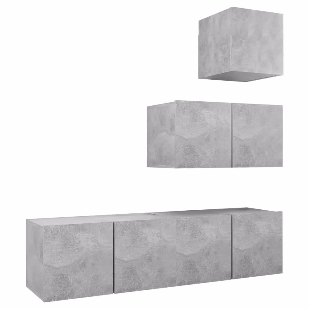 Berkfield Home 4 Piece Modern TV Cabinet Set in Concrete Grey Matt MDF – 2