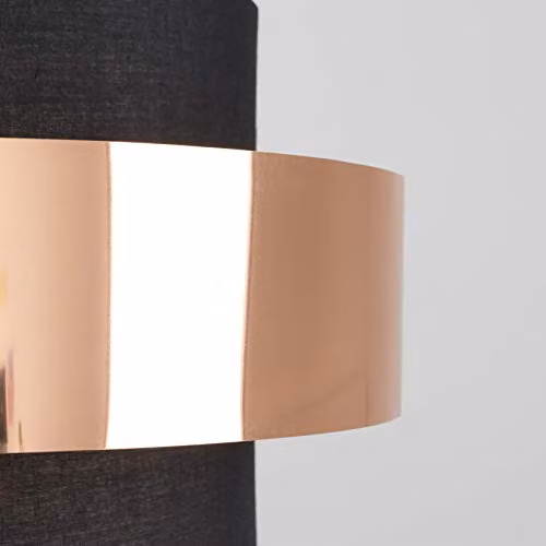 MiniSun Modern Cylinder Ceiling Pendant Light Shade in Black and Copper Fabric, Shade Width: 34 cm – 2