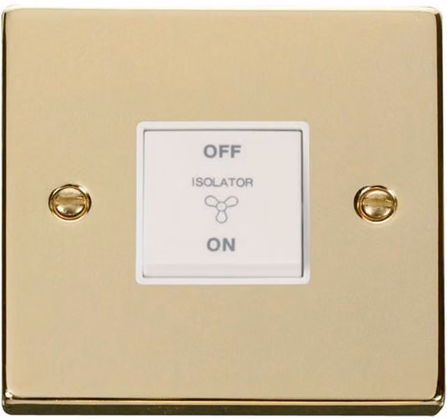SE HOME Surface Mount Fan Isolation Switch, Polished Brass and White