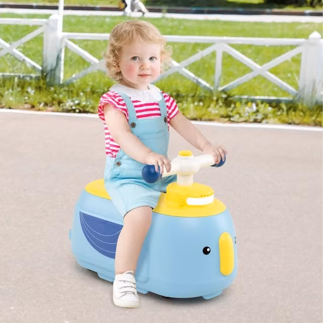 Costway Blue Battery Powered Twist Ride On Car with Light and Sound Sensory Features