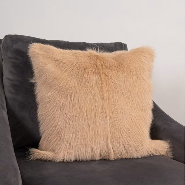 Native Natural Lambskin Square Cushion, Beige and Multicolour, W: 45 cm x D: 45 cm