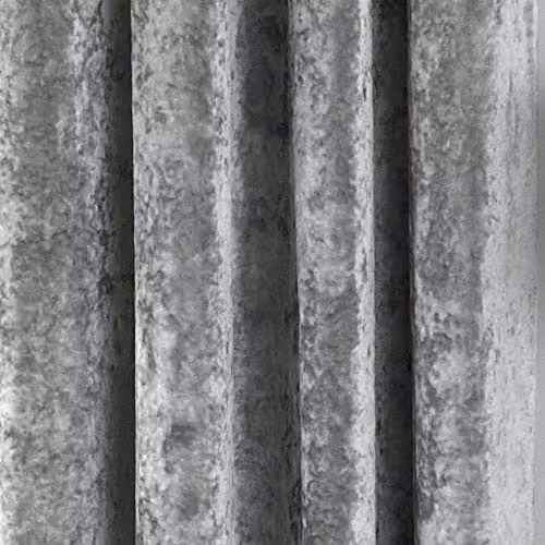 Paoletti Verona Silver Crushed Velvet Eyelet Curtains, W: 229 cm, H: 183 cm – 3