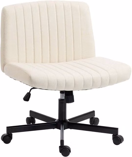 KORVIXA Modern Armless Task Chair in Beige with Swivel and Castors