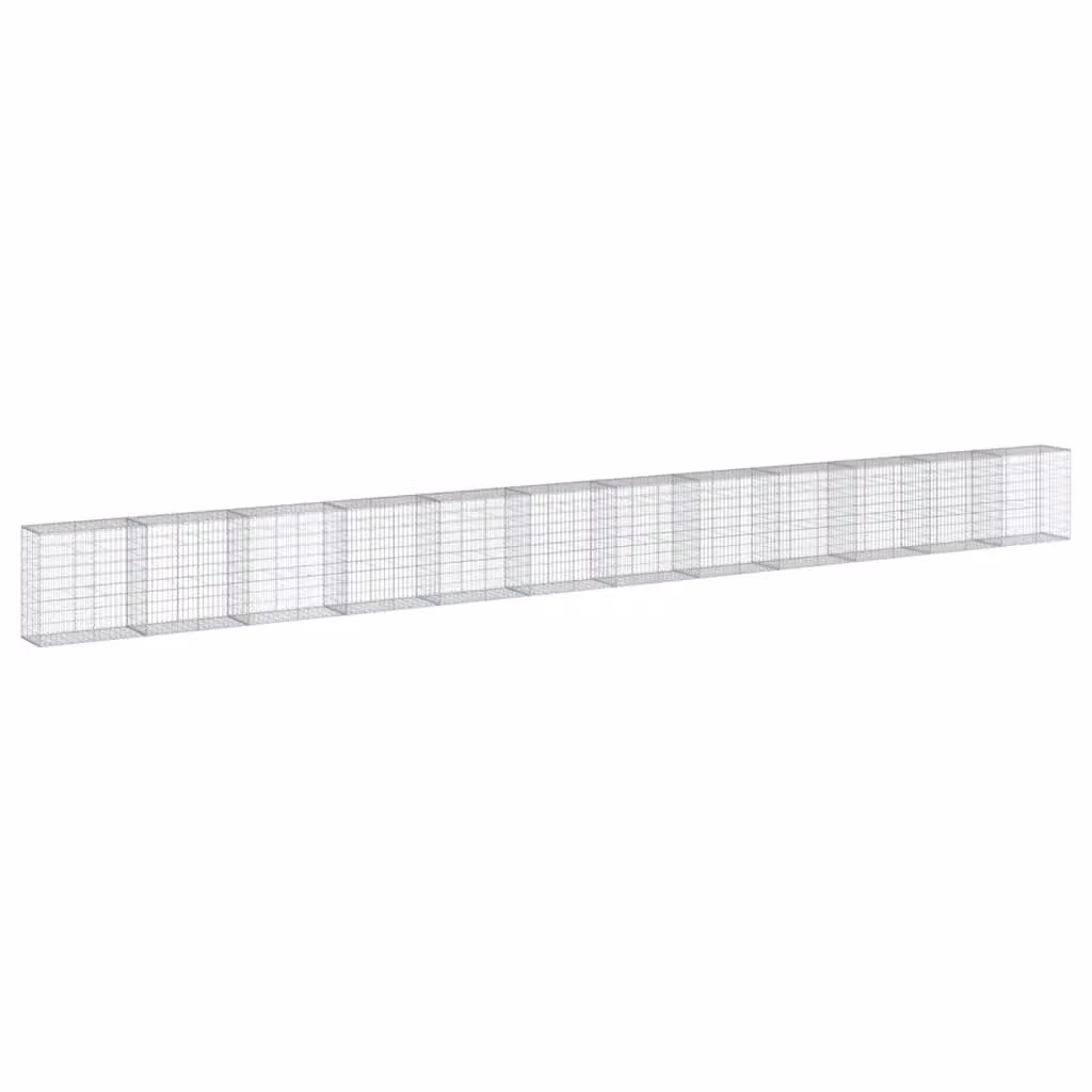 Berkfield Home Silver Galvanised Steel Gabion Basket with Cover, W: 1200 cm, D: 50 cm, H: 100 cm – 2