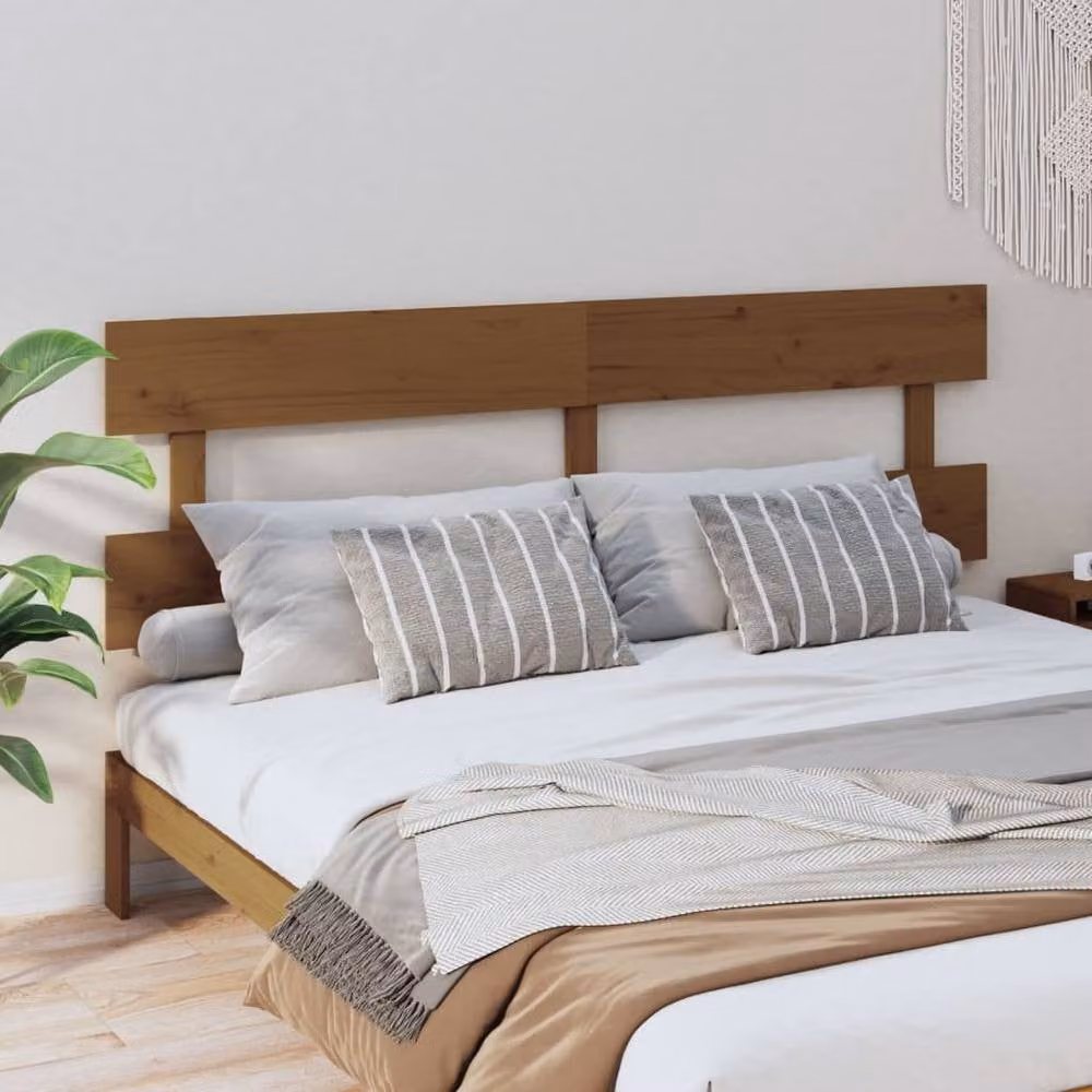 Berkfield Home Beautiful Bed Headboard in Honey Brown Solid Pine, W: 204 cm, D: 3 cm, H: 81 cm – 1
