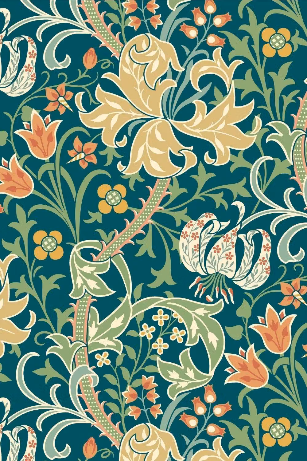Hoopla Walls Lily Ogee Matt Floral Botanical Wallpaper in Emerald Green – 2