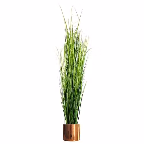 Leaf Design UK Realistic Artificial Grass Plant in a Copper Pot, Green, H 130 cm x W 50 cm x D 50 cm – 1