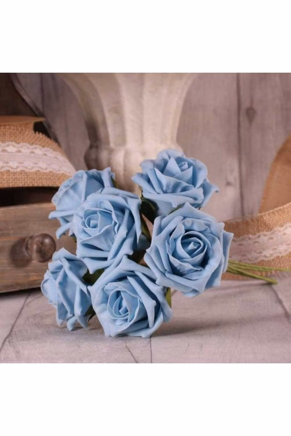 KDMD Blue China Foam Tea Rose Floral Wedding Decoration, 4 Pack – 2