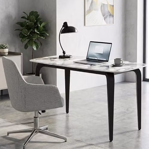 HOMCOM Modern Rectangular Dining Table for 4 with White Ceramic Tabletop, W/D/H: 130 x 70 x 75 cm – 5