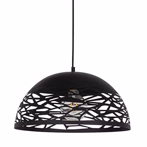 Netlighting Italux Armand Modern Black Metal Dome Hanging Pendant Light with E27 Bulb Socket