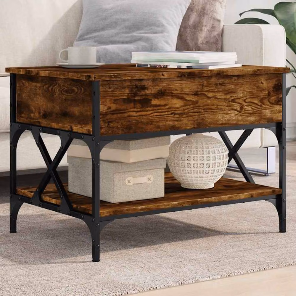 Berkfield Home Comfortable Coffee Table in Smoked Oak Brown, W/D/H: 70 x 50 x 50 cm – 2