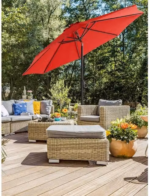 SONGMICS 3m Garden Parasol Umbrella with Crank in Red