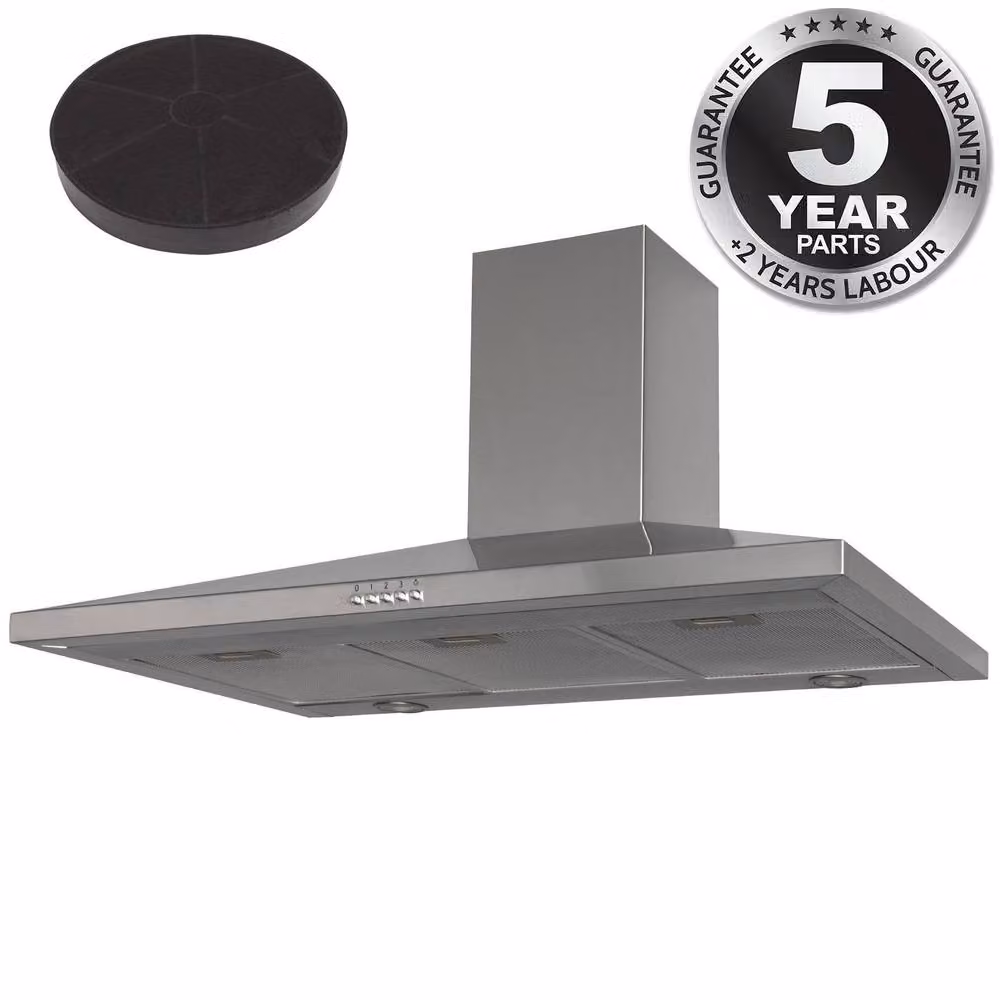 SIA Silver Stainless Steel Chimney Cooker Hood Extractor with Activated Carbon Filter, W: 100 cm – 3