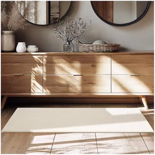 tectake Zonelle Fluffy Rug in Beige, Allergy-Friendly and Washable Short-Pile Polyester Carpet, W: 80 cm, L: 150 cm