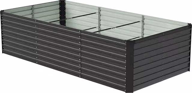 Livingandhome Rectangular Metal Raised Garden Bed, Black, 60 cm