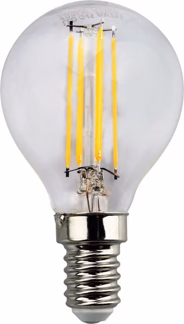 TIMELED 4W LED Golf Ball Filament Light Bulb, Transparent Glass, E14 Base