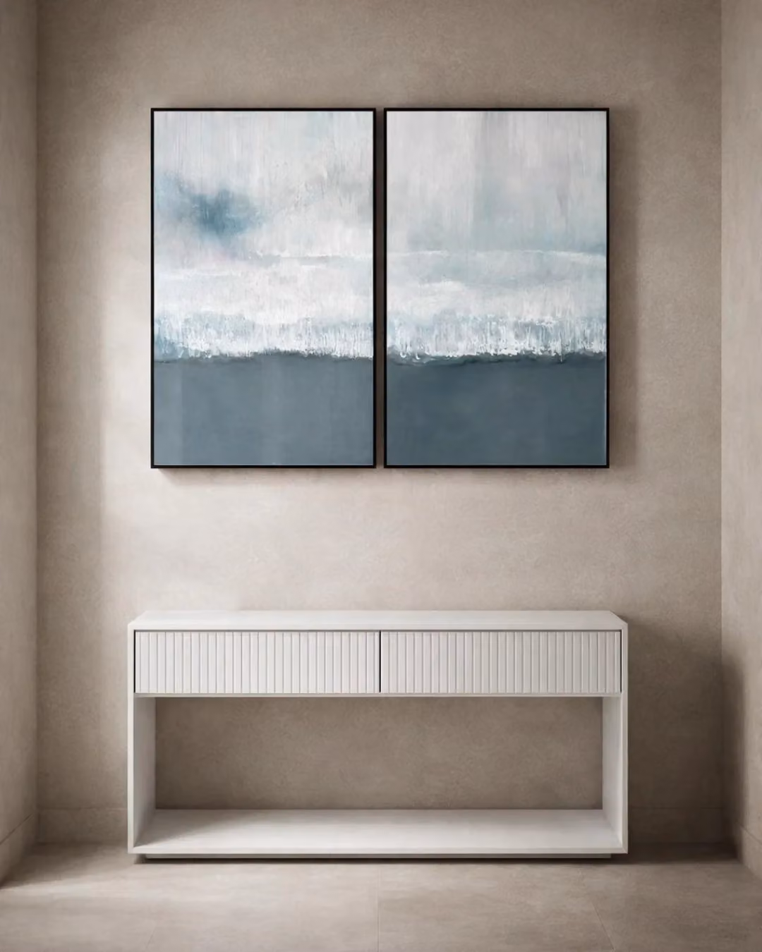 Tommy Franks Coastline Abstract Canvas Wall Art in Blue and Black, W: 150.0 cm, H: 100.0 cm