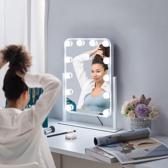 Livingandhome Hollywood Style LED Vanity Mirror in White