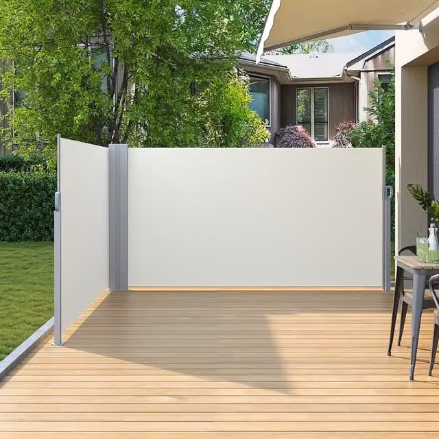 Breeins Outdoor Retractable Waterproof Privacy Side Awning, Beige, W: 6 m, H: 1.6 m