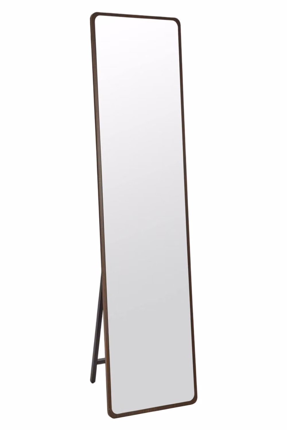 Living and Home Modern Full-Length Rectangular Freestanding Mirror in Brown Wood and Glass – 2