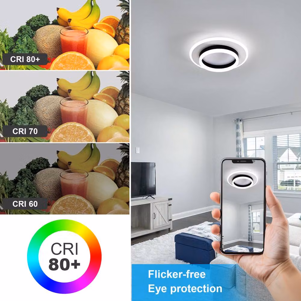 Pheashine Round LED Ceiling Light, 28W Cool White, Diameter: 30 cm, Black – 2