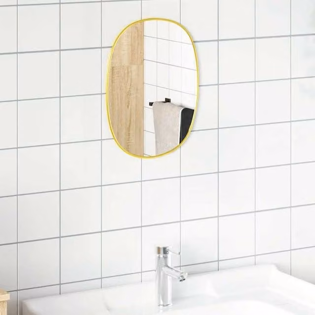 Berkfield Home Gold Rectangular Wall Mirror W: 40 cm, H: 30 cm – 1