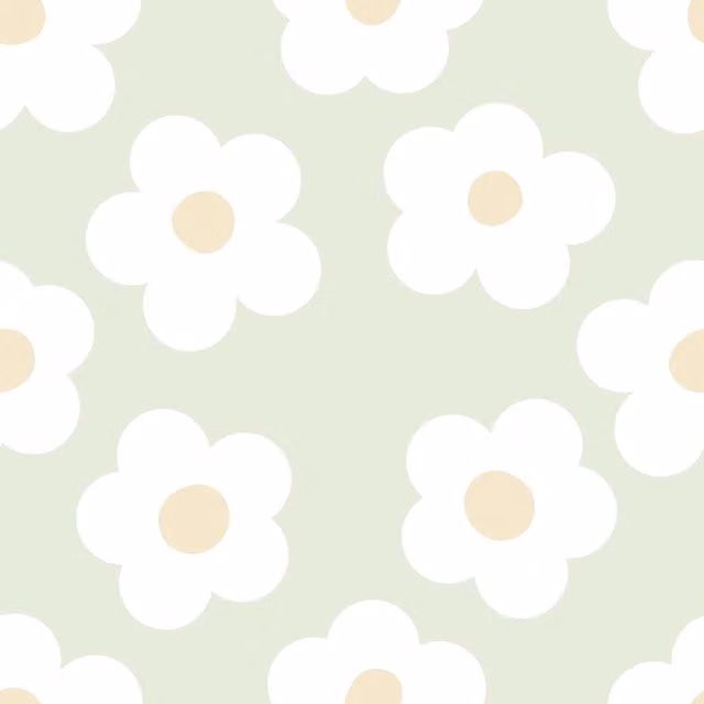 I Love Wallpaper Ditsy Daisy Botanical Floral Retro Wallpaper in Green