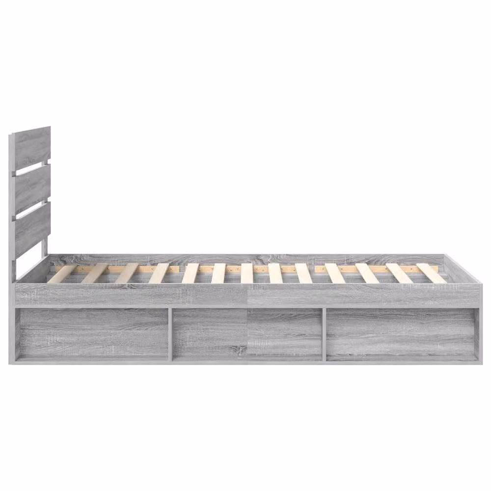 Berkfield Home Sonoma Bed Frame in Grey Solid Pine Wood, W/D/H: 90 x 190 cm – 2