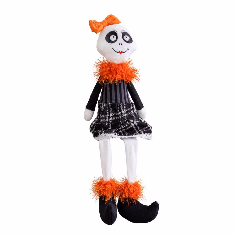 Samuel Alexander Mrs Bones Seated Halloween Tabletop Decoration with Dangly Legs, Multicolour, Height: 55 cm – 5