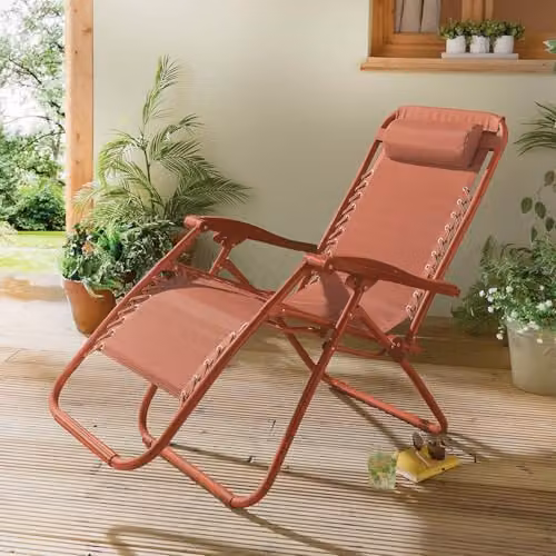 Gainsborough Zero Gravity Reclining Garden Chair in Terracotta with Textilene Fabric and Armrests