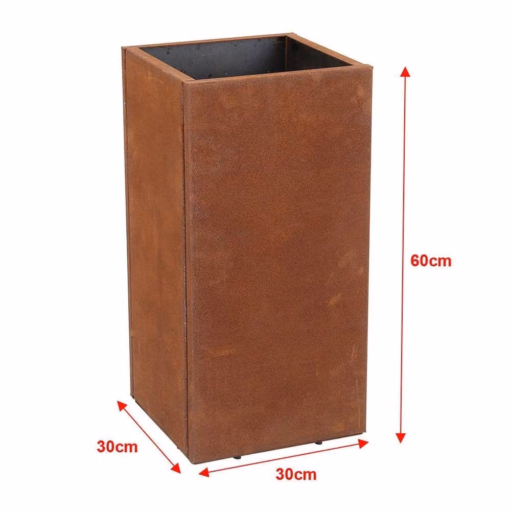 Havendro Brown Corten Steel Metal Garden Planter Tub, Height: 60 cm, Width: 30 cm, Depth: 30 cm – 2