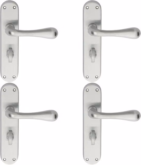 Loops 4 Pair Smooth Round Bar Bathroom Backplate Handles in Satin Chrome, W: 18.5 cm, H: 4 cm