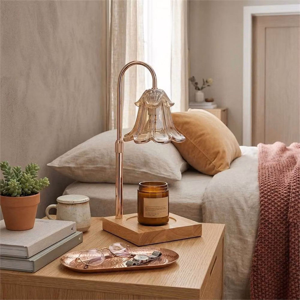 SPETLEK Brown Wooden Tabletop Candle Warmer Lamp for Tealights – 2